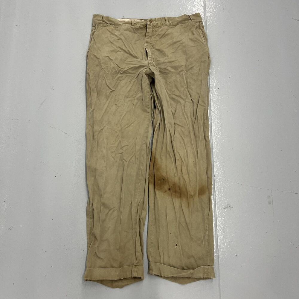 Vintage 50s Burlington Tan Sanforized Sail Cloth Chino 38x32